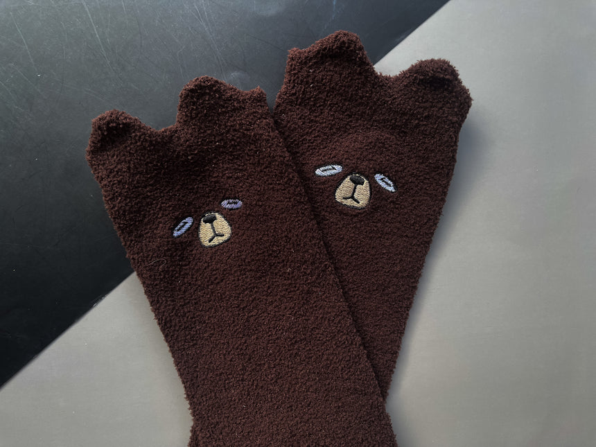 Cursed Bear Fuzzy Slouch Socks