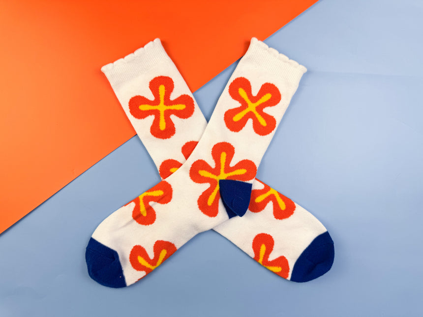 Orange Girl Flower Socks