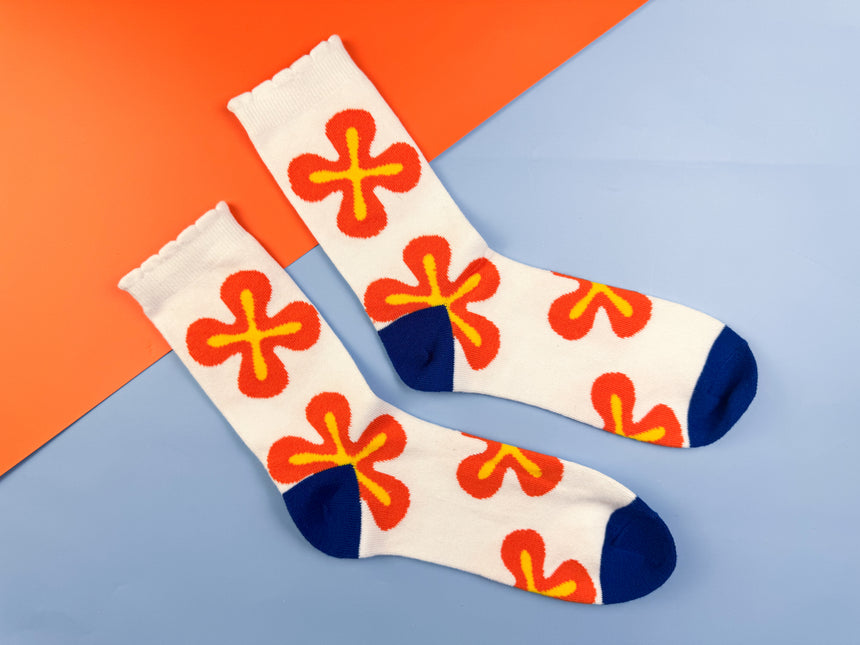 Orange Girl Flower Socks