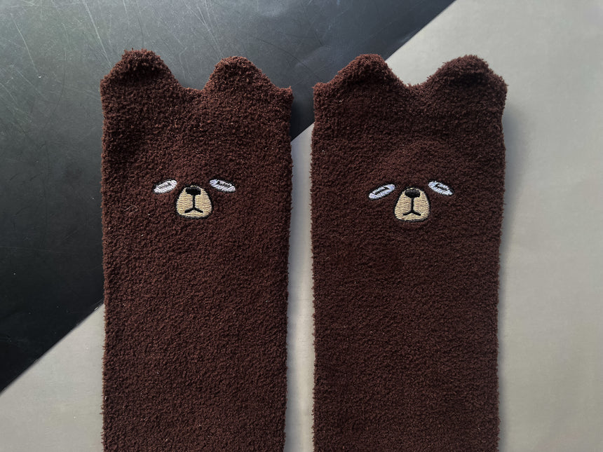 Cursed Bear Fuzzy Slouch Socks