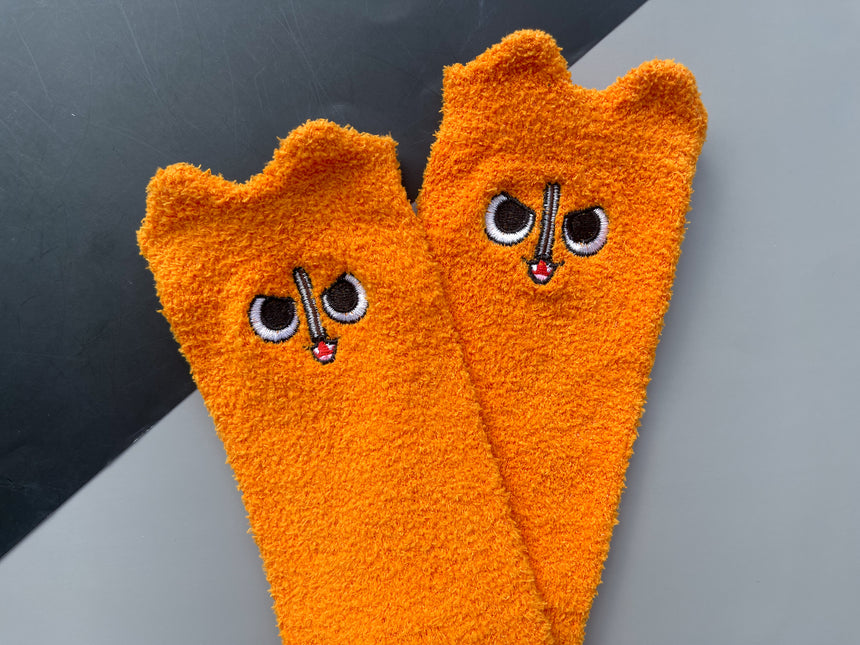 Angry Chainsaw Devil Fuzzy Socks