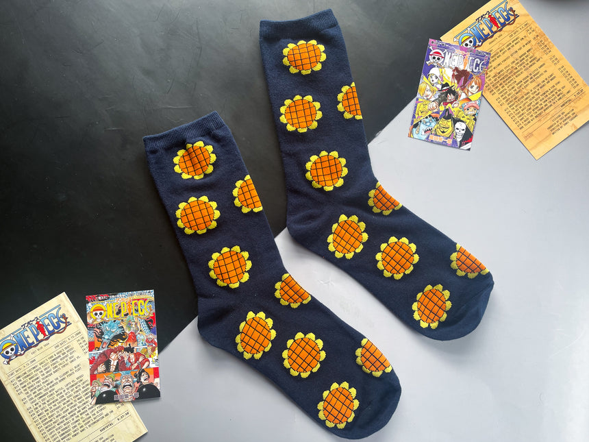 Straw Hats flower Socks